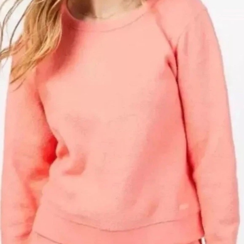 OUTERKNOWN Hightide Crew Sweatshirt in Coral Terry Cloth Womens Medium